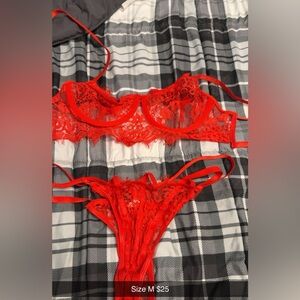 Elegant Red Lace Lingerie Set